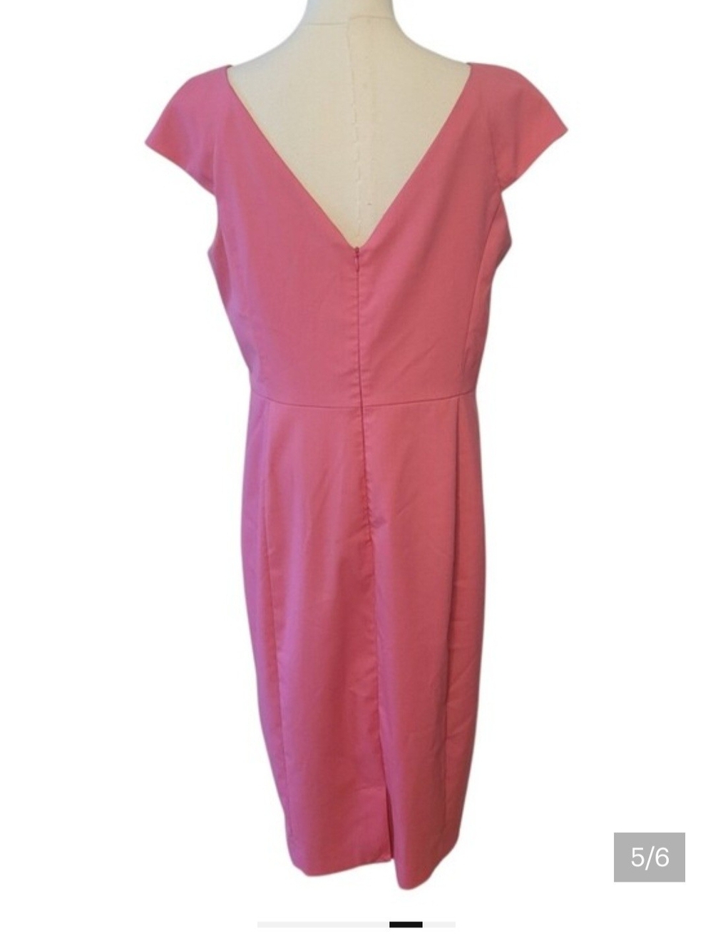 Banana Republic Rose-Pink V-Back Cap-Sleeve Midi Sheath Dress